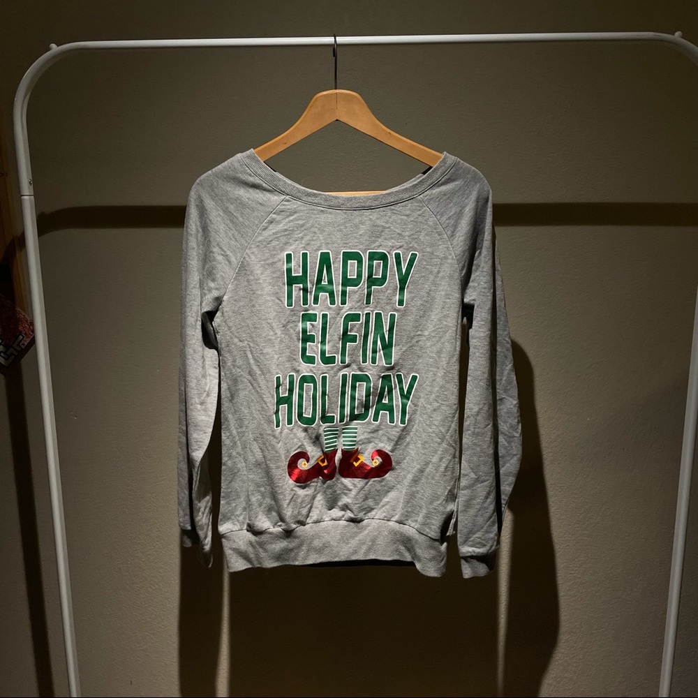 “Happy Elfin Holiday” sweater